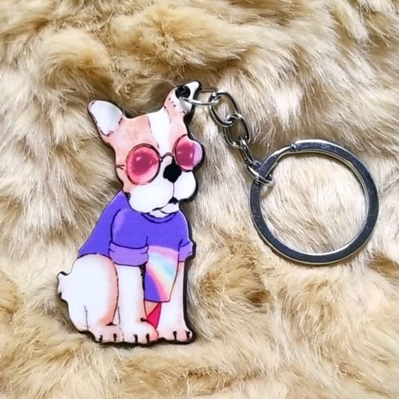 3 FOR $15 Dog In Sunglasses & Tshirt Keychain - Picture 3 of 3